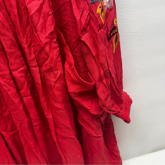 Free people Mia Gauze Embroidered Red mini Dress size L boho - Picture 4 of 11